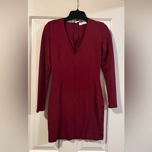 Babaton Burgundy Long Sleeve Dress